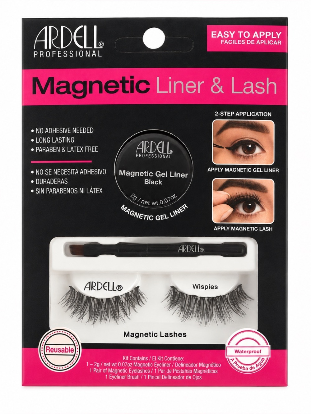 NEW Ardell Magnetic Black Gel Liner No Adhesive Reusable Eyelash Lash Kit